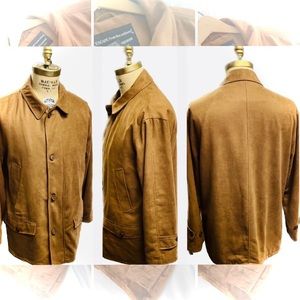 NORM THOMPSON | XL | Men’s Camel Acetate Faux Suede Button Full Zip Long Jacket